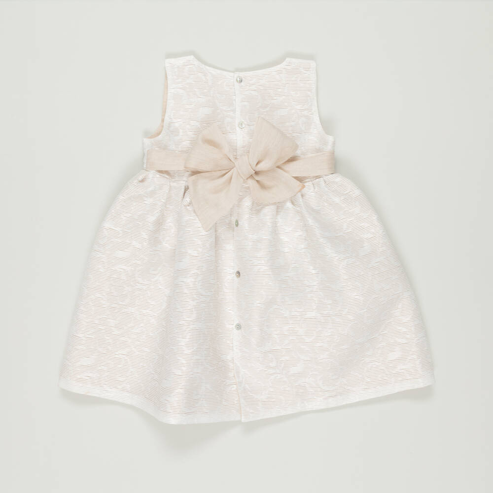 Mebi-Preloved Girls Beige Bow Detail Dress (6 years) | Childrensalon Outlet