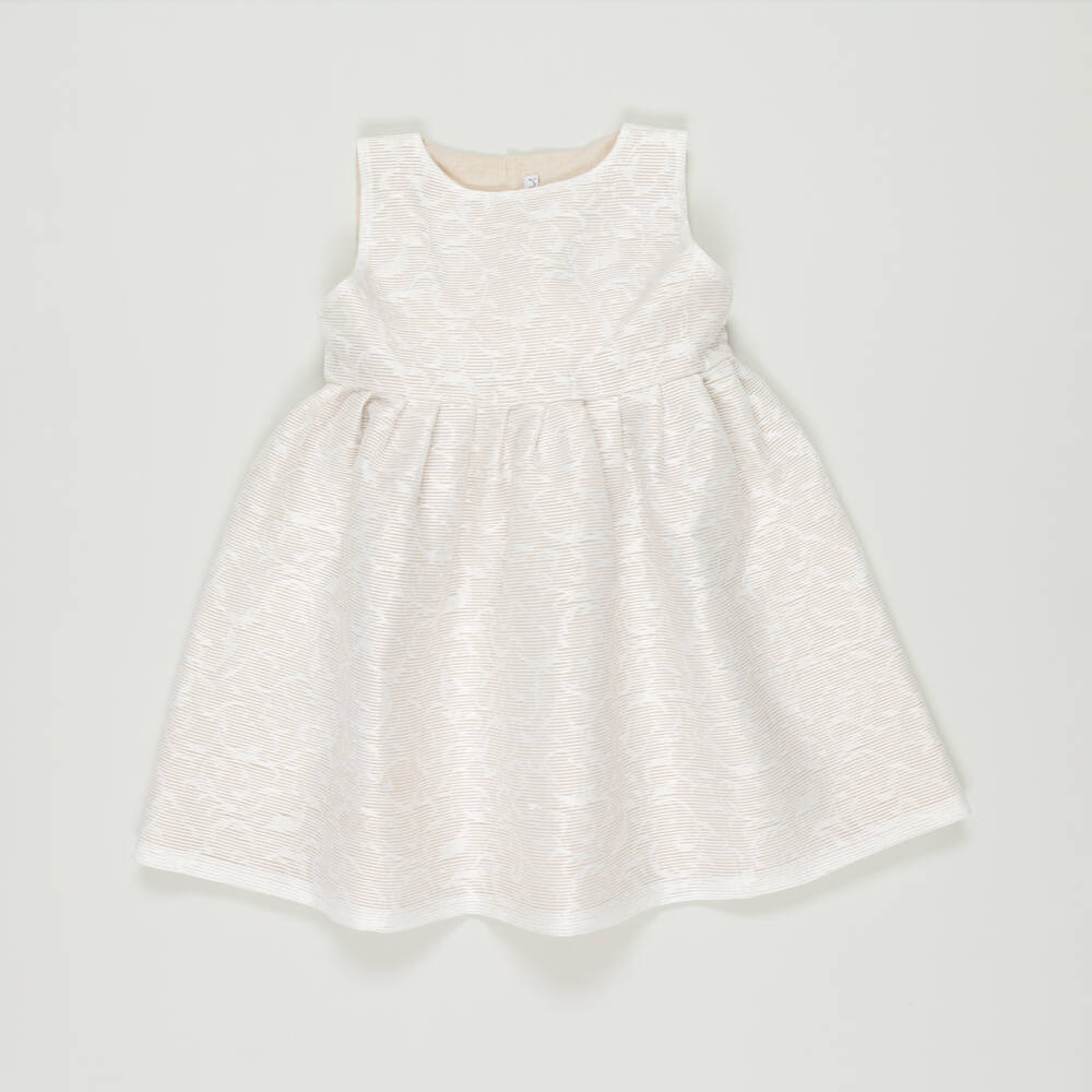 Mebi-Preloved Girls Beige Bow Detail Dress (6 years) | Childrensalon Outlet