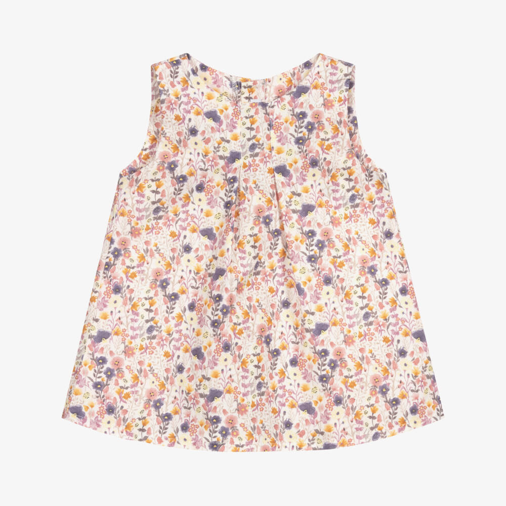 Mebi-Purple Floral Cotton Dress | Childrensalon Outlet
