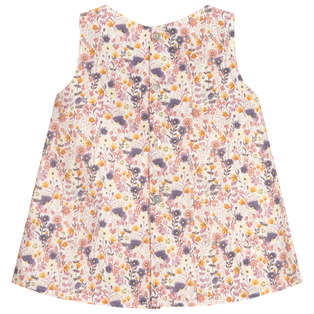 Mebi-Purple Floral Cotton Dress | Childrensalon Outlet