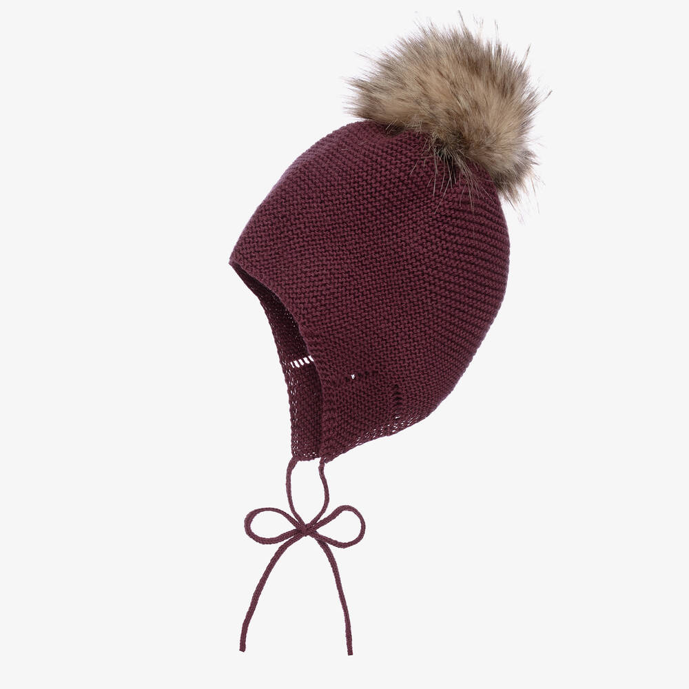 Mebi-قبعة بوم- بوم أطفال قطن محبوك لون بنفسجي | Childrensalon Outlet