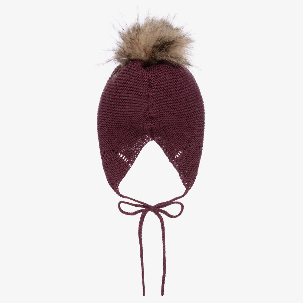 Mebi-قبعة بوم- بوم أطفال قطن محبوك لون بنفسجي | Childrensalon Outlet