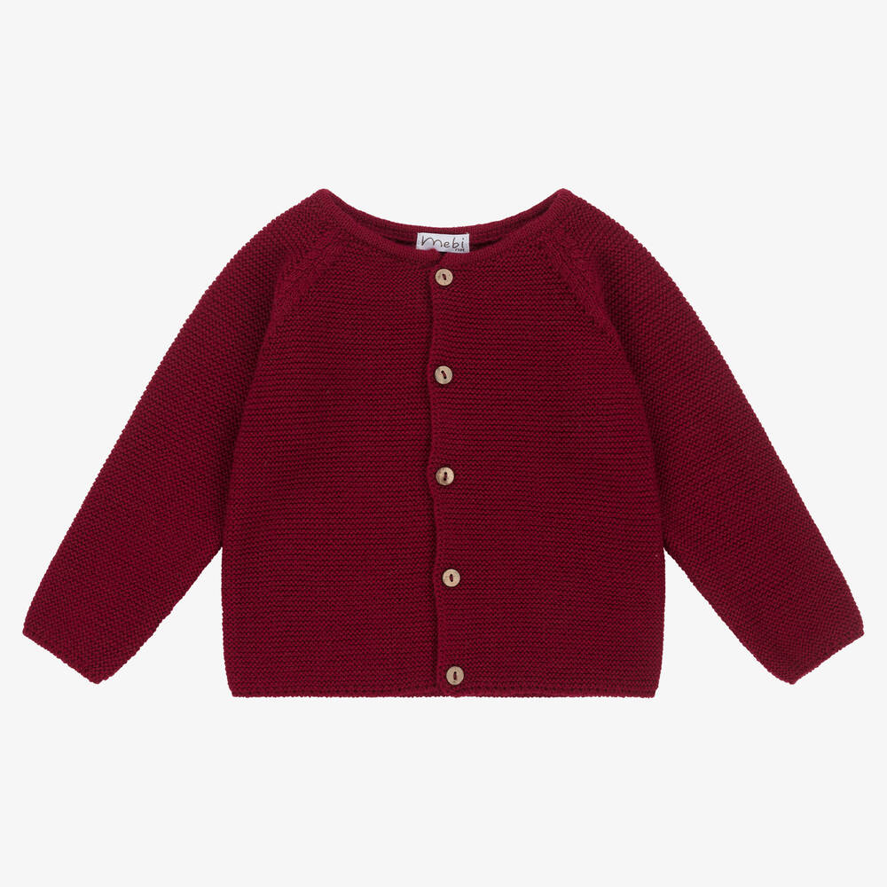 Mebi - Red Knitted Baby Cardigan | Childrensalon