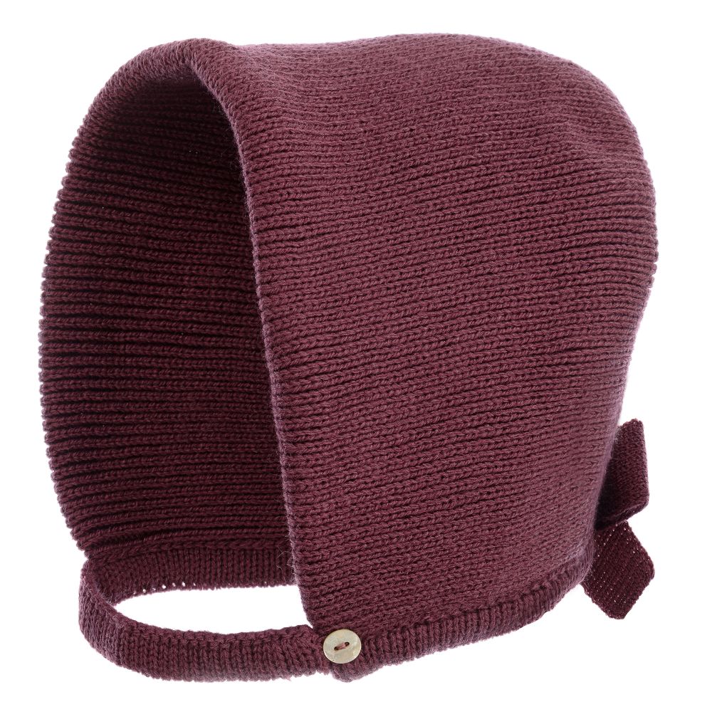 Mebi - قبعة بونيه أكريليك محبوك لون أحمر للمولودات | Childrensalon