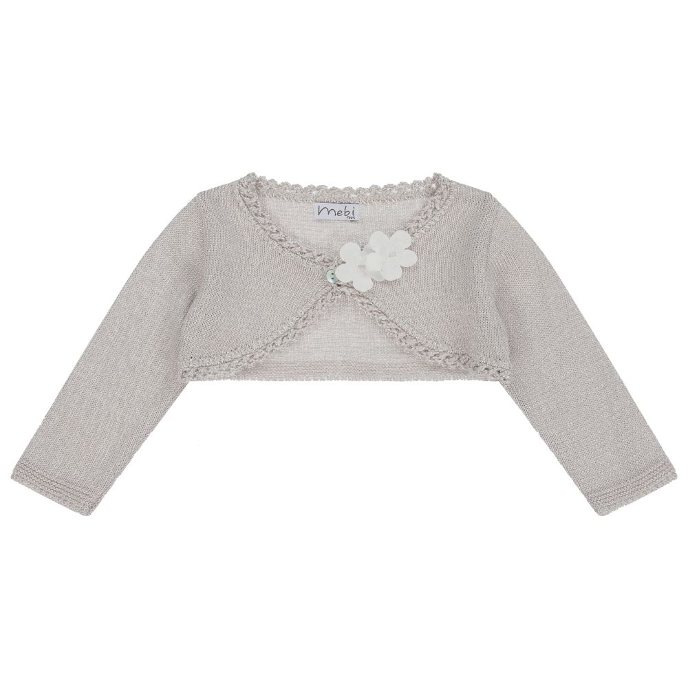 Mebi - Silver Knitted Bolero Cardigan | Childrensalon