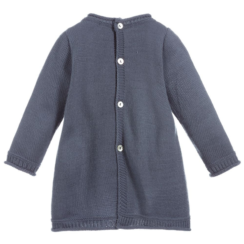 Mebi-Slate Blue Knitted Baby Dress | Childrensalon Outlet