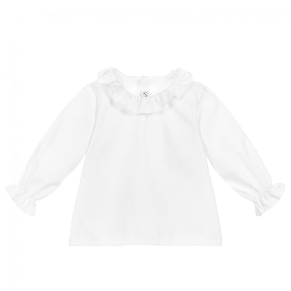 Mebi - White Cotton Baby Blouse | Childrensalon