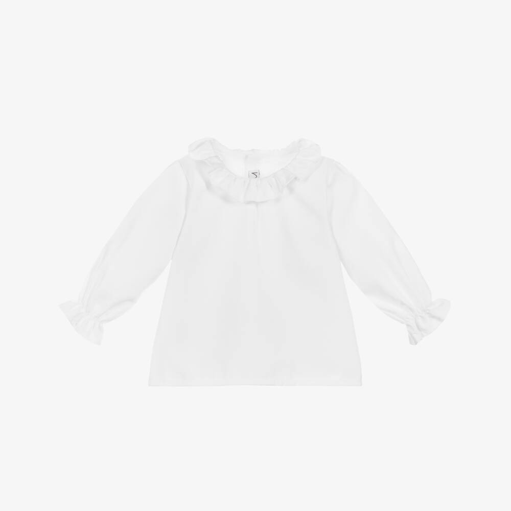 Mebi-White Cotton Baby Blouse | Childrensalon Outlet
