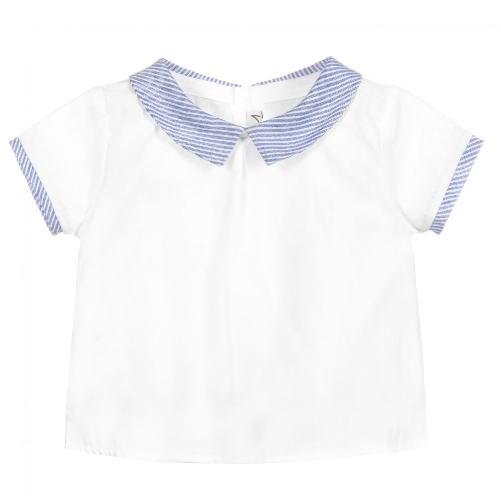 Mebi - White Cotton Baby Blouse | Childrensalon