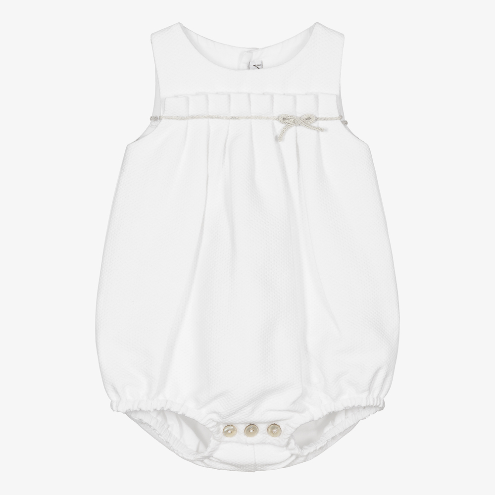 Mebi - White Cotton Baby Shortie | Childrensalon