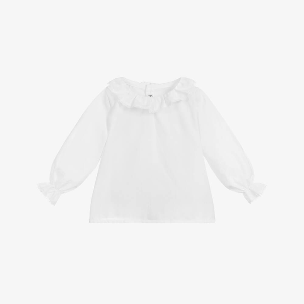 Mebi-White Cotton Blouse  | Childrensalon Outlet