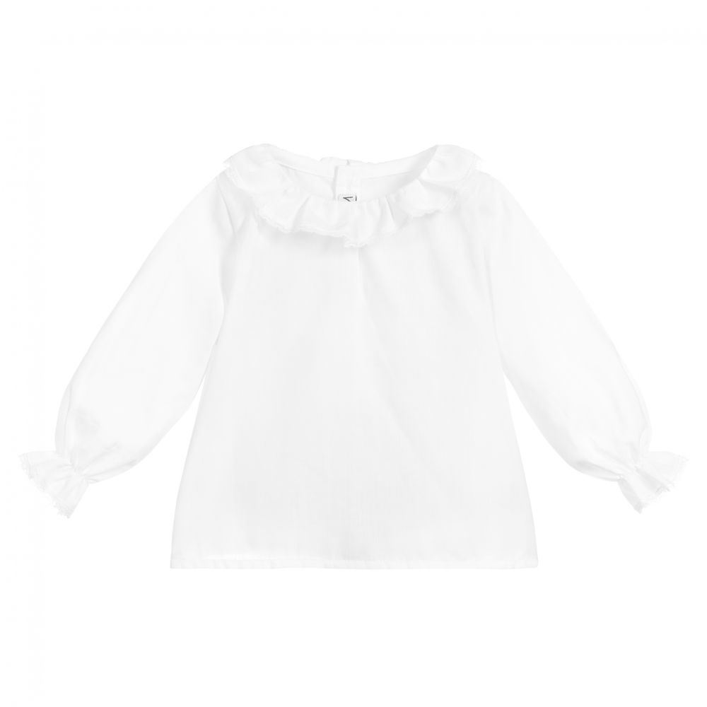 Mebi - White Cotton Blouse  | Childrensalon
