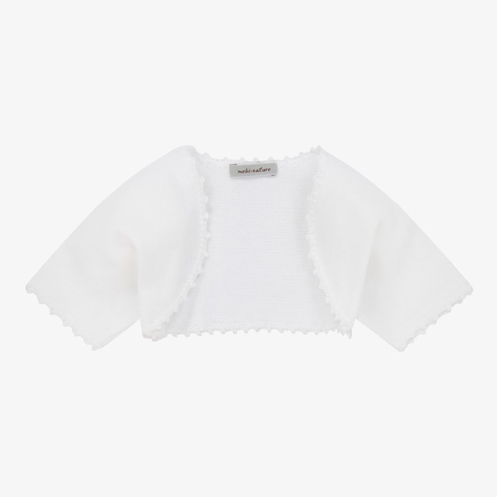 Mebi-White Cotton Knit Cardigan | Childrensalon Outlet