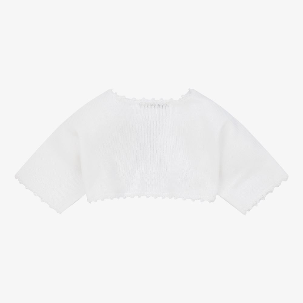 Mebi-White Cotton Knit Cardigan | Childrensalon Outlet