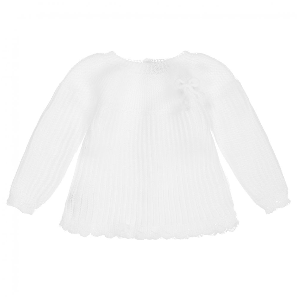 Mebi - White Knitted Baby Sweater | Childrensalon