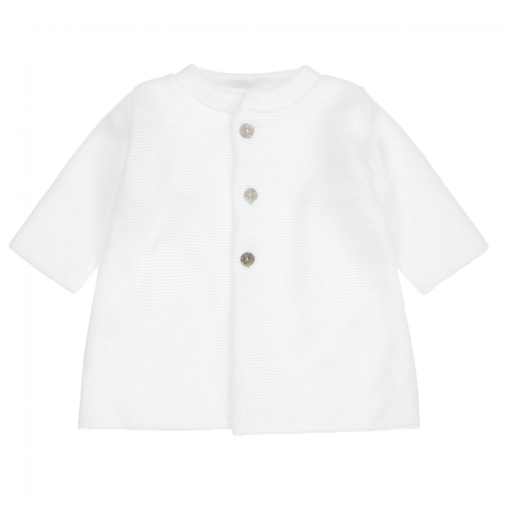 Mebi - White Knitted Coat | Childrensalon