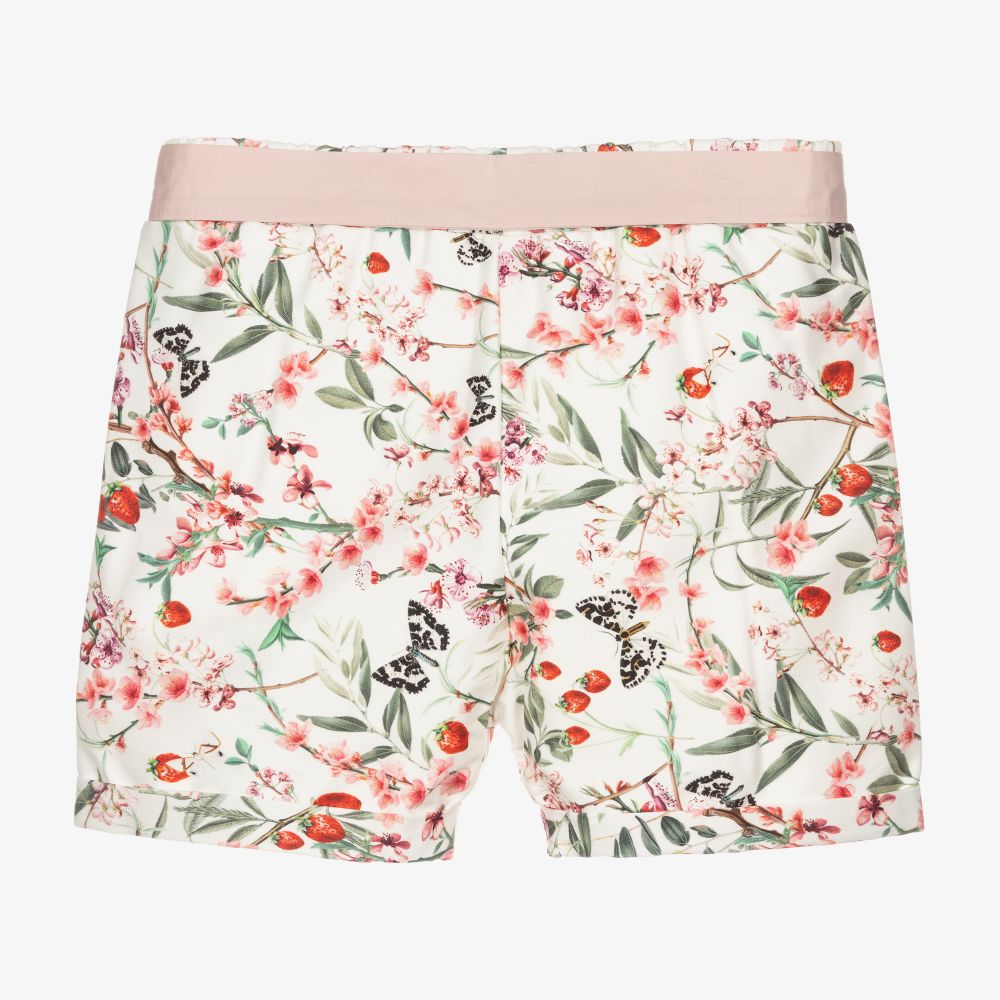 Mebi-White & Pink Cotton Shorts | Childrensalon Outlet