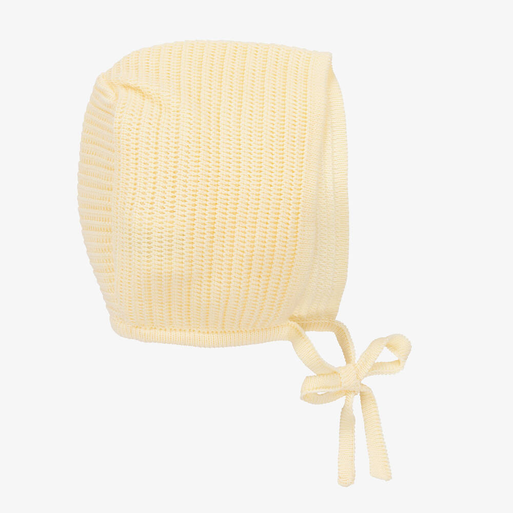 Mebi - Yellow Knitted Baby Bonnet | Childrensalon