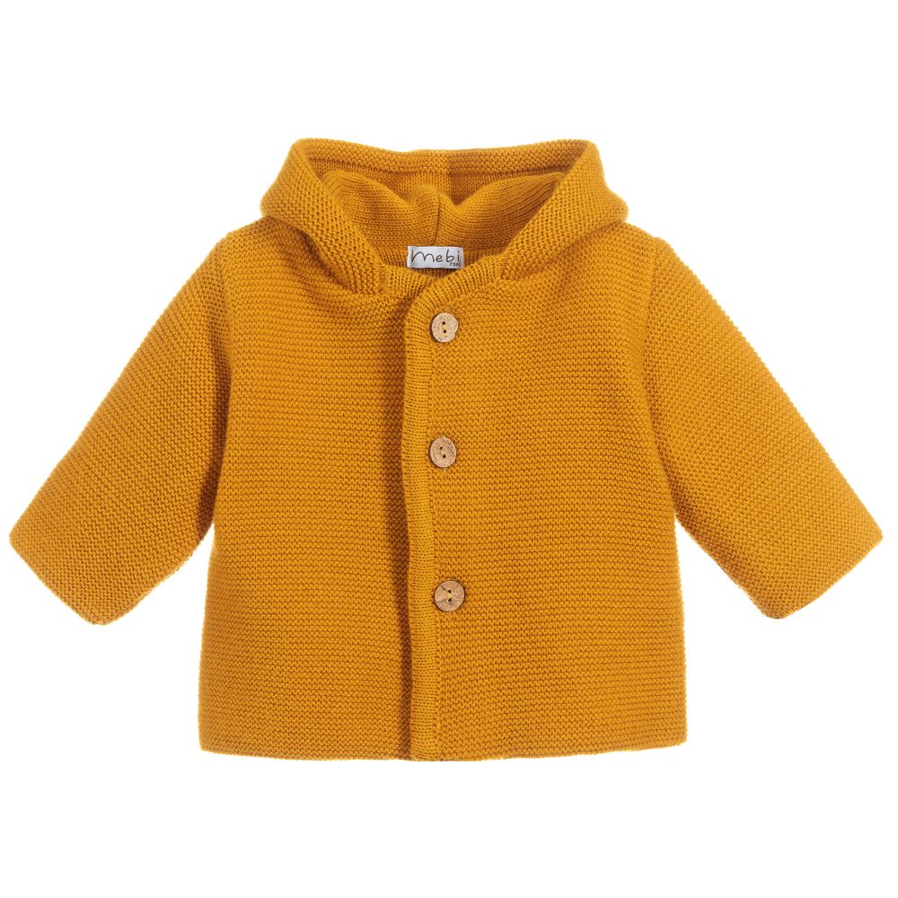 Mebi - معطف أكريليك محبوك لون أصفر للأطفال | Childrensalon