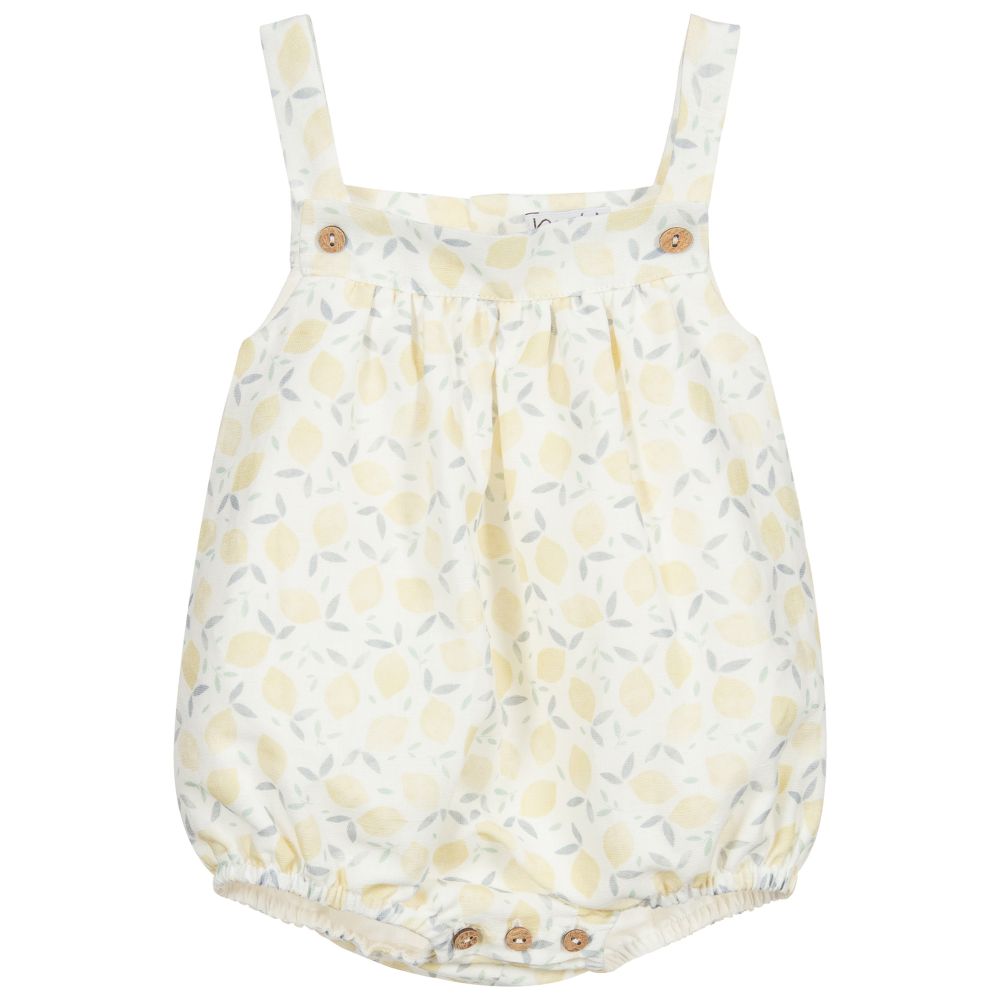 Mebi-Yellow Lemon Linen Shortie  | Childrensalon Outlet