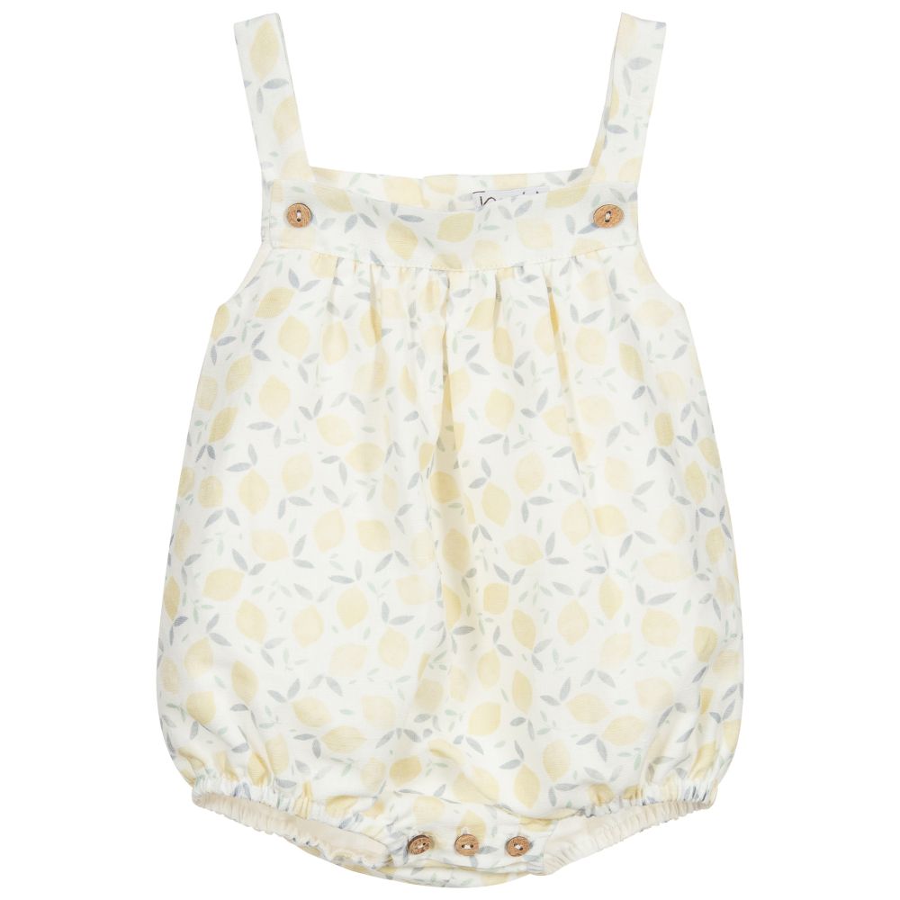 Mebi - Yellow Lemon Linen Shortie  | Childrensalon