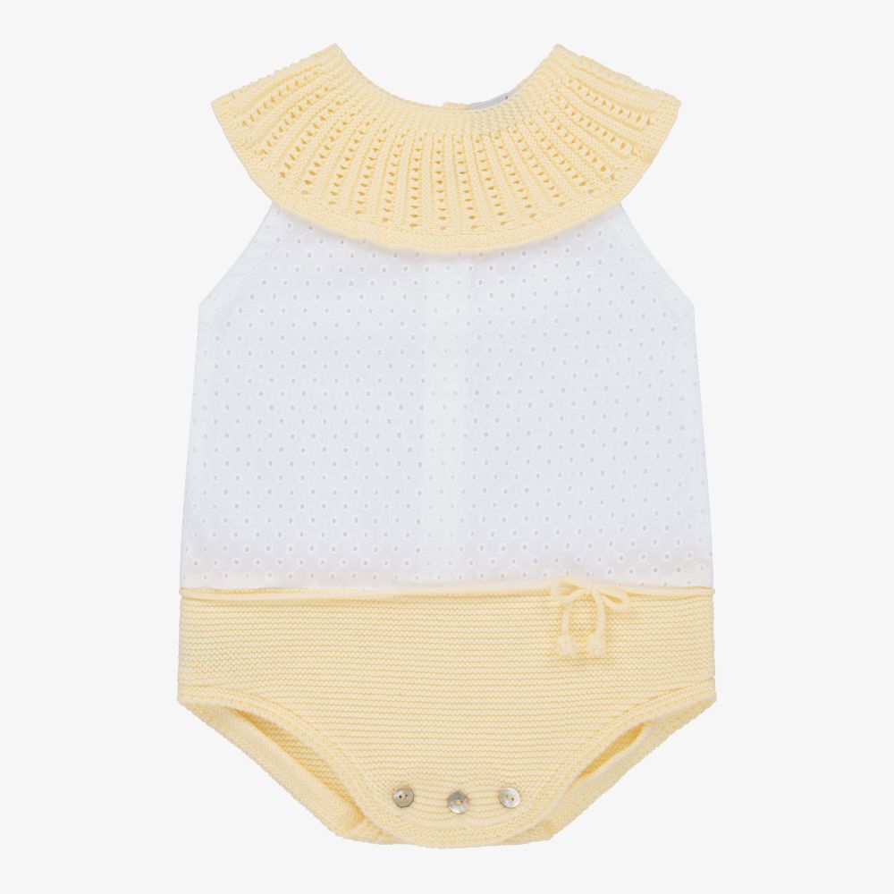 Mebi - Yellow & White Baby Shortie | Childrensalon