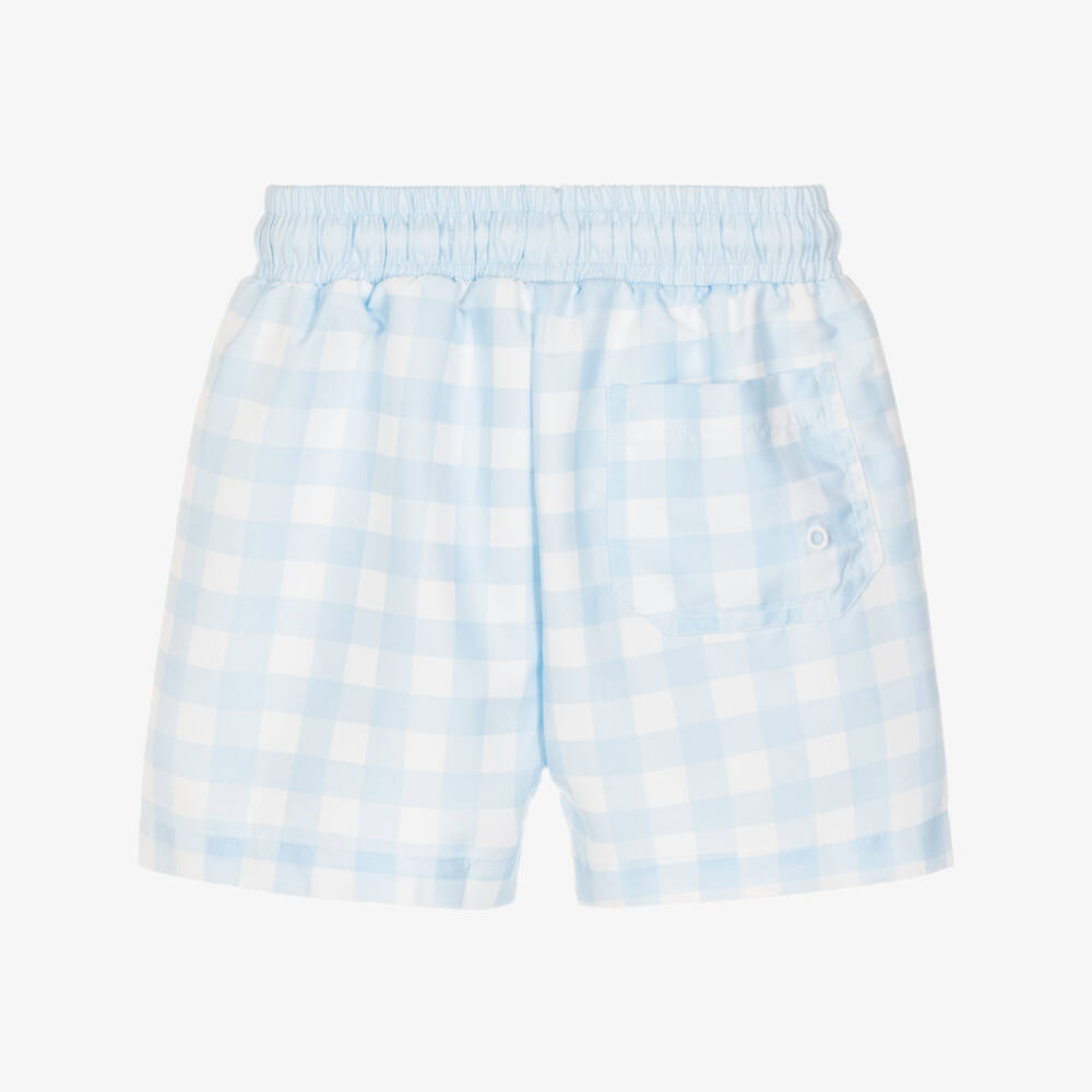 Meia Pata-Blue Check With Blue Waist Swim Shorts | Childrensalon Outlet