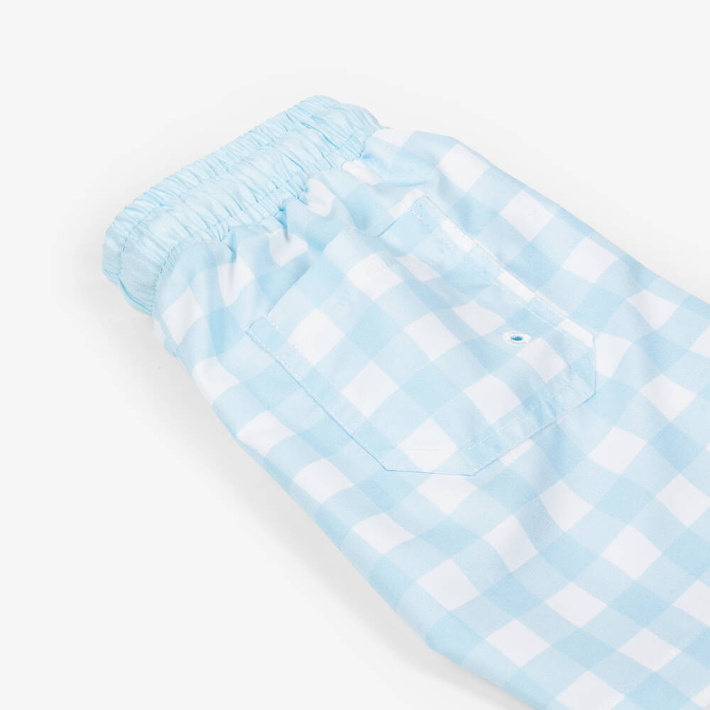 Meia Pata-Blue Check With Blue Waist Swim Shorts | Childrensalon Outlet