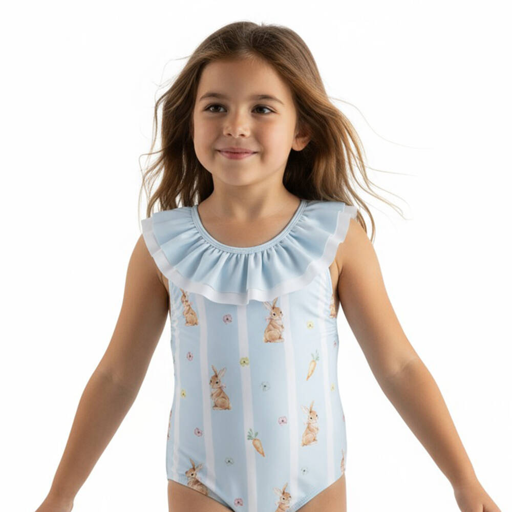 Meia Pata-Blue Rabbit Aop Swimsuit | Childrensalon Outlet