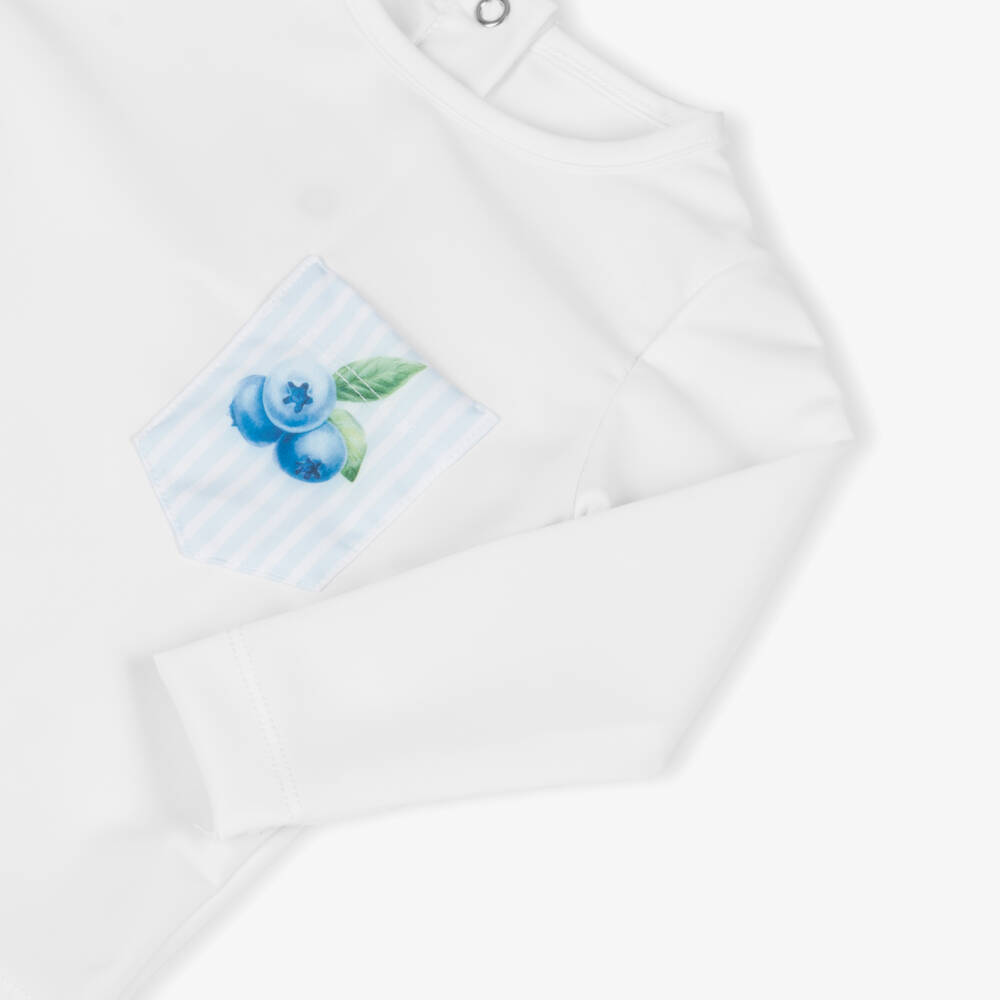 Meia Pata-Boys White Blueberry Print Swim Top (UPF50+) | Childrensalon Outlet