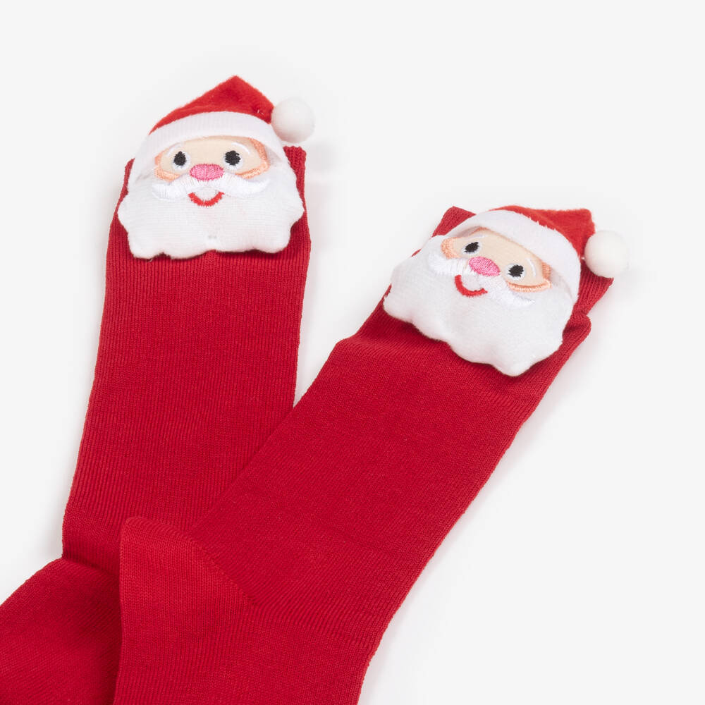 Meia Pata-Festive Red Santa Knee Socks | Childrensalon Outlet