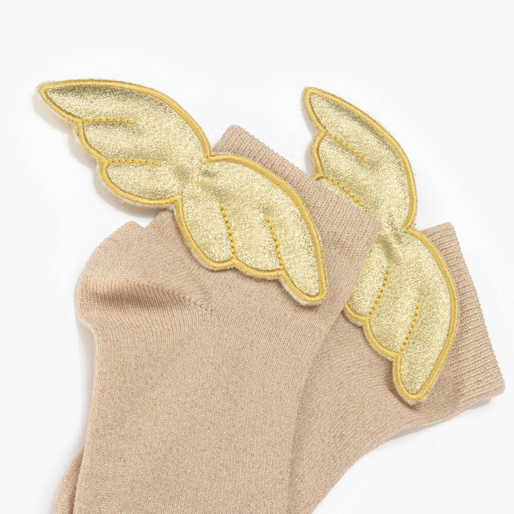 Meia Pata-جوارب كاحل ذهبية للبنات بأجنحة | Childrensalon Outlet