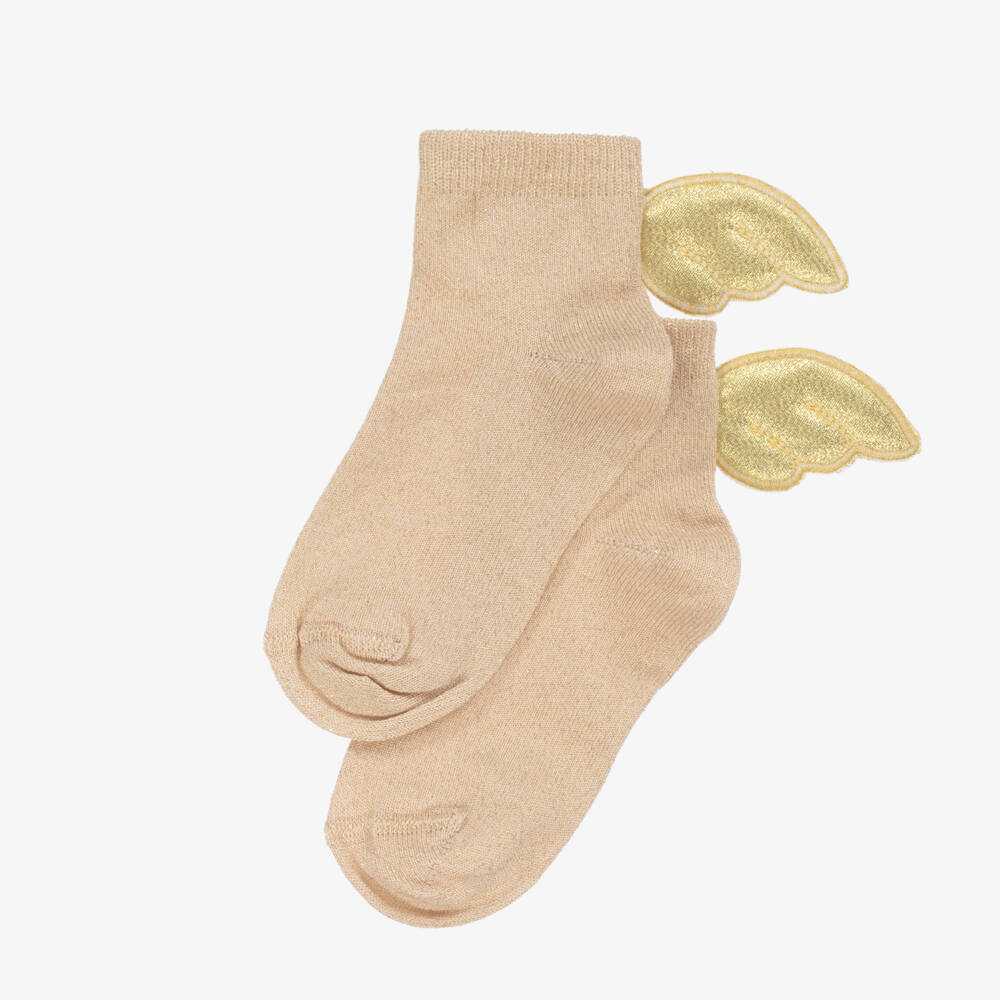 Meia Pata-جوارب كاحل ذهبية للبنات بأجنحة | Childrensalon Outlet
