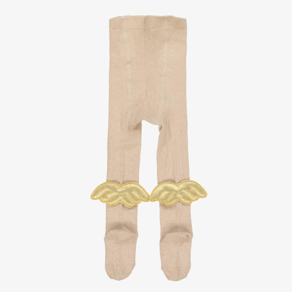 Meia Pata-جوارب محبوكة ذهبية للبنات بأجنحة | Childrensalon Outlet
