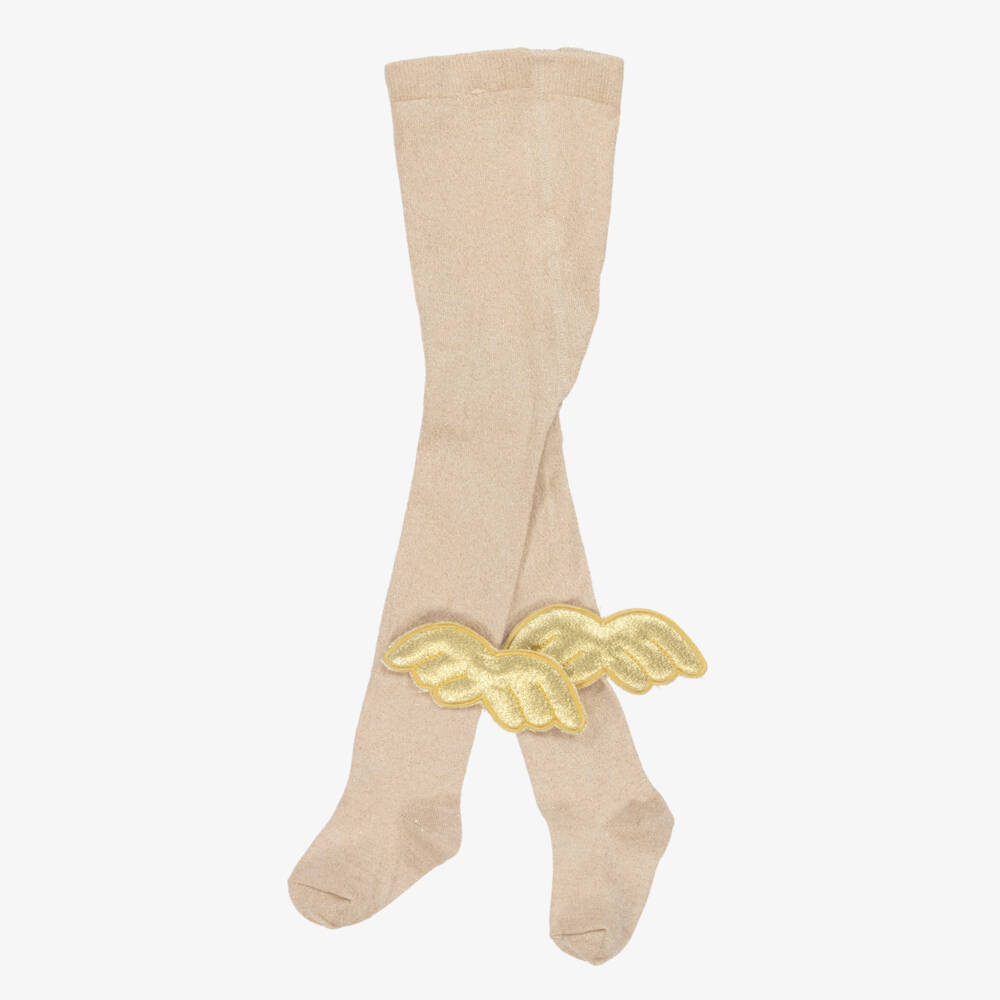 Meia Pata-جوارب محبوكة ذهبية للبنات بأجنحة | Childrensalon Outlet