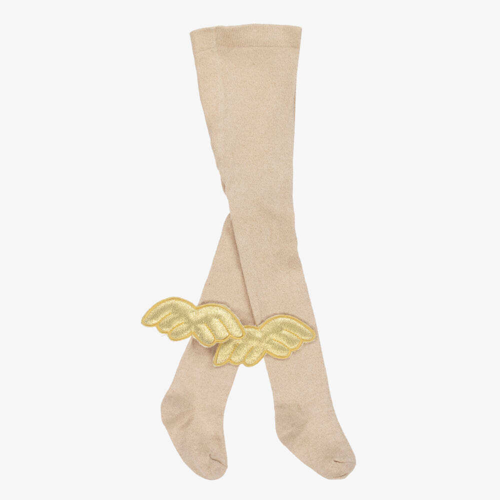 Meia Pata-جوارب محبوكة ذهبية للبنات بأجنحة | Childrensalon Outlet