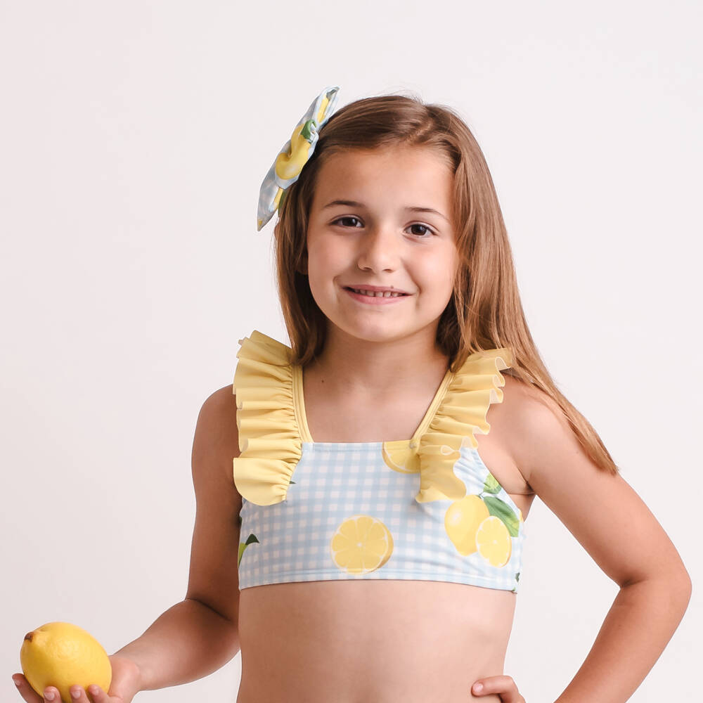 Meia Pata-طقم بيكيني أزرق بطبعة الليمون للبنات | Childrensalon Outlet
