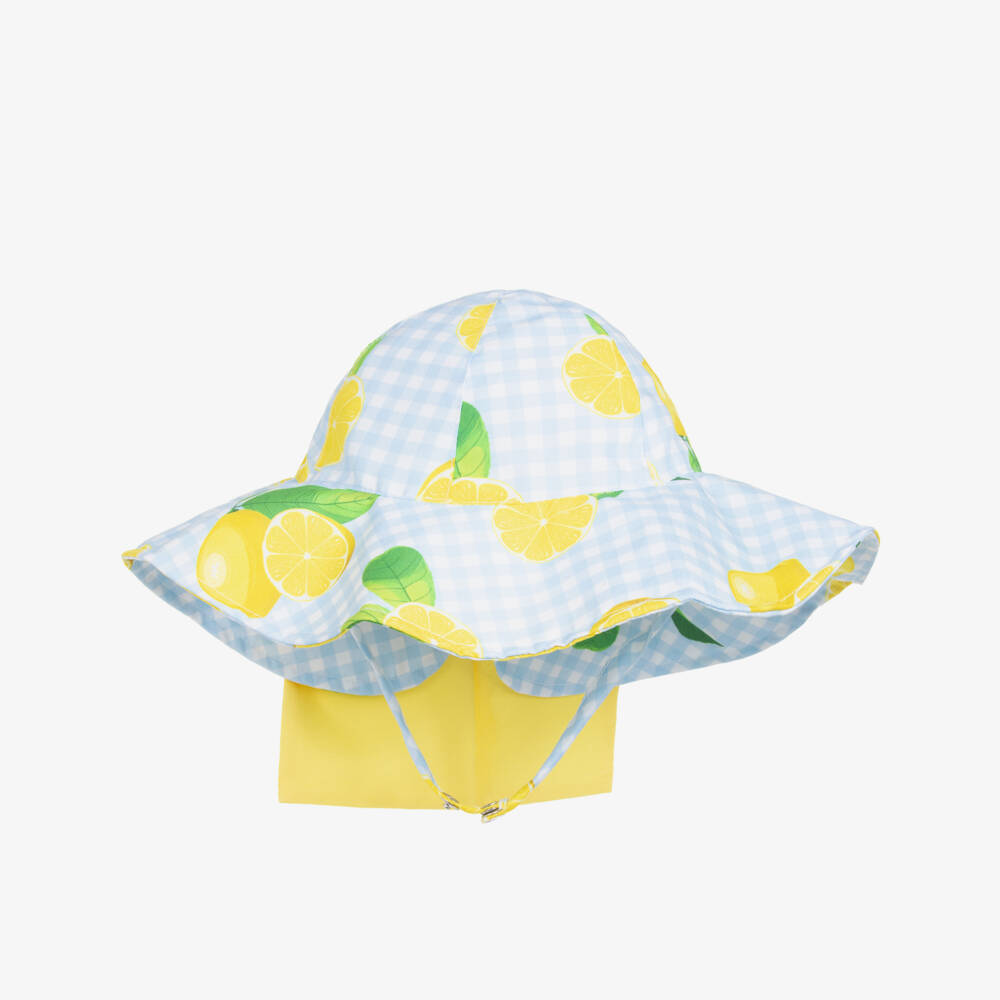 Meia Pata-Girls Blue & Yellow Lemon Sun Hat | Childrensalon Outlet