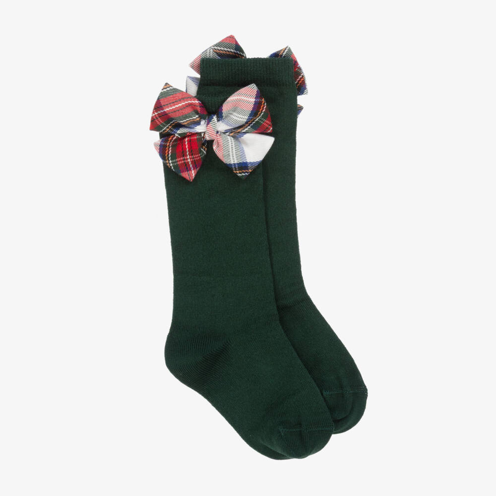 Meia Pata-جوارب خضراء للبنات مع فيونكات مربعة | Childrensalon Outlet