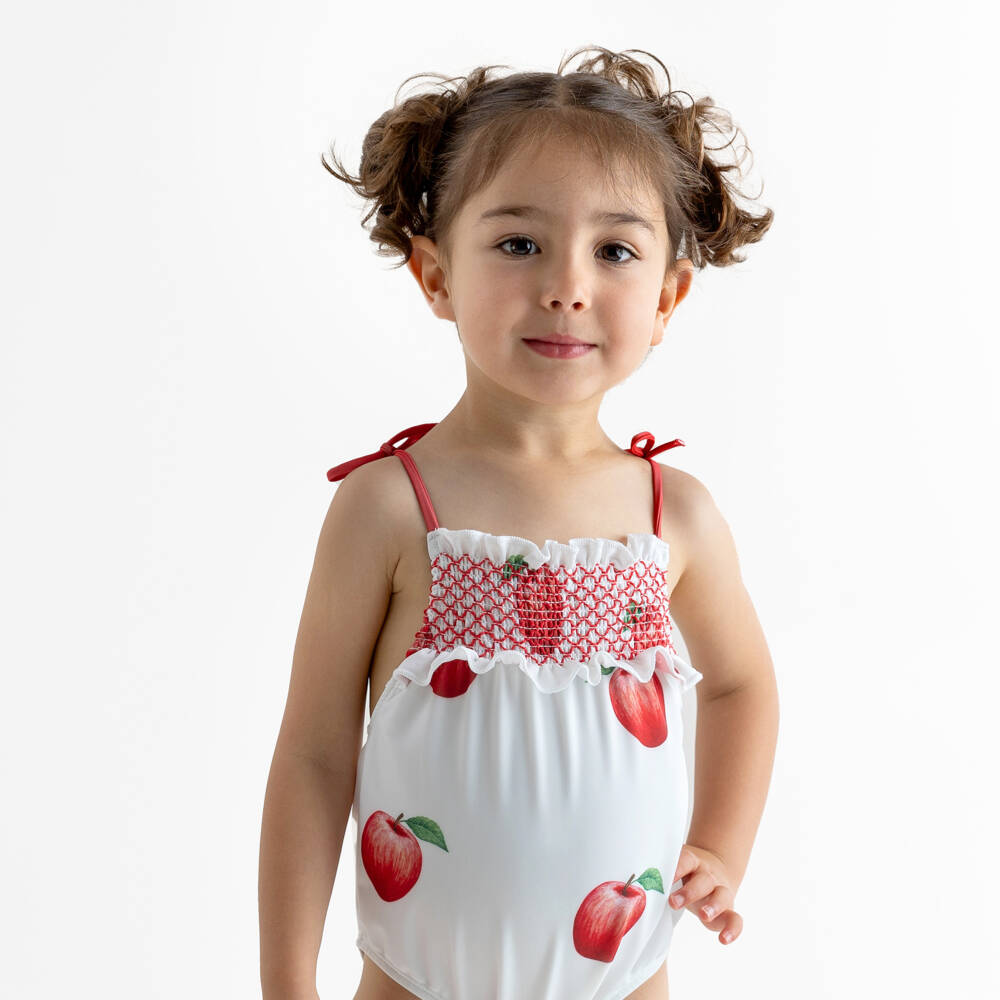 Meia Pata-مايوه بناتي أحمر بتطريز تفاح | Childrensalon Outlet