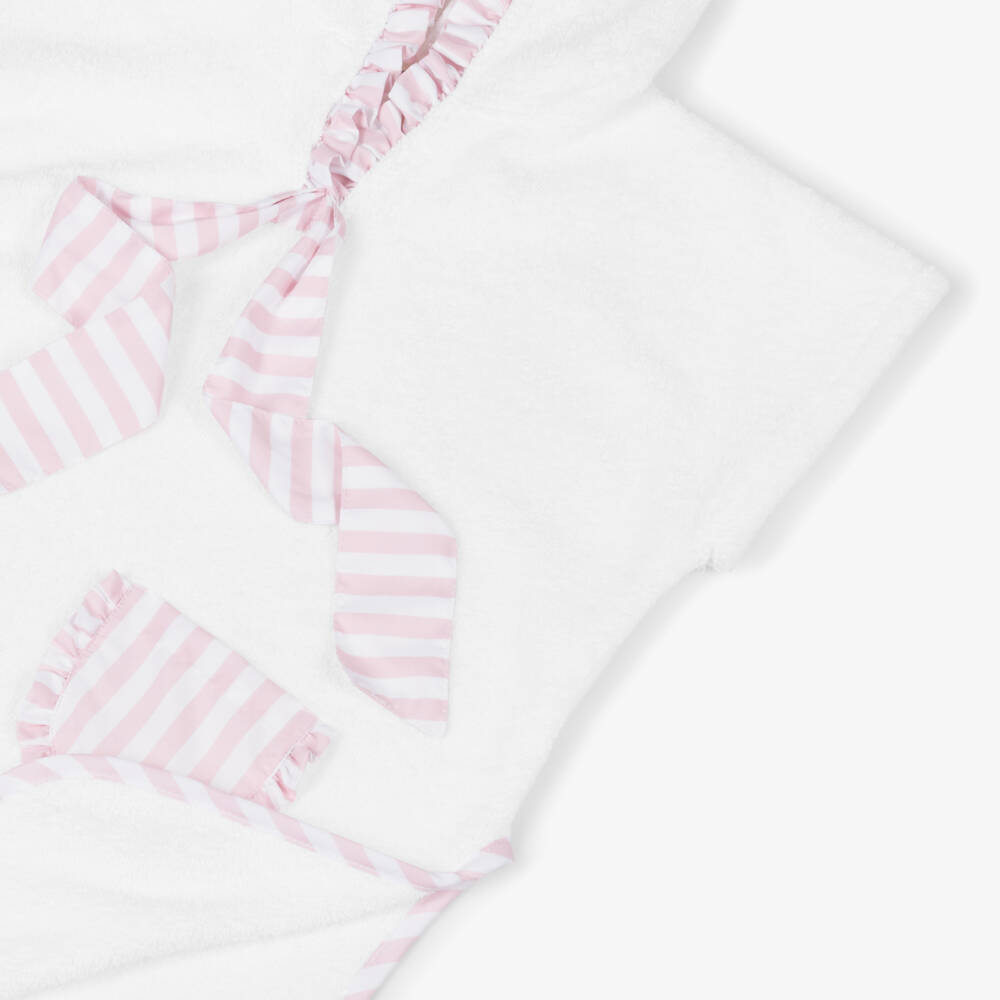 Meia Pata-Girls White & Pink Ruffle Poncho Towel | Childrensalon Outlet