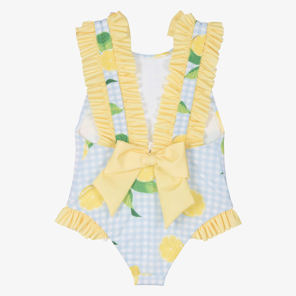 Meia Pata-Girls Yellow Lemon Gingham Swimsuit (UPF50+) | Childrensalon Outlet