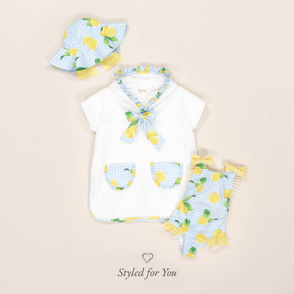 Meia Pata-Girls Yellow Lemon Gingham Swimsuit (UPF50+) | Childrensalon Outlet