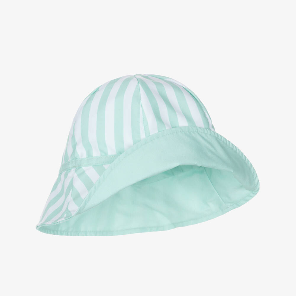Meia Pata-Mint Green Striped Sun Hat | Childrensalon Outlet