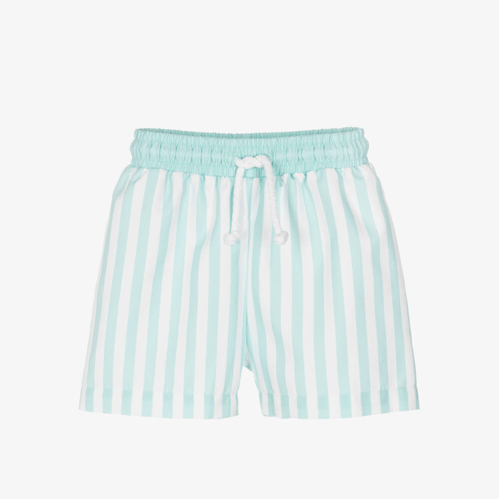 Meia Pata-Mint Green Striped Swim Shorts | Childrensalon Outlet