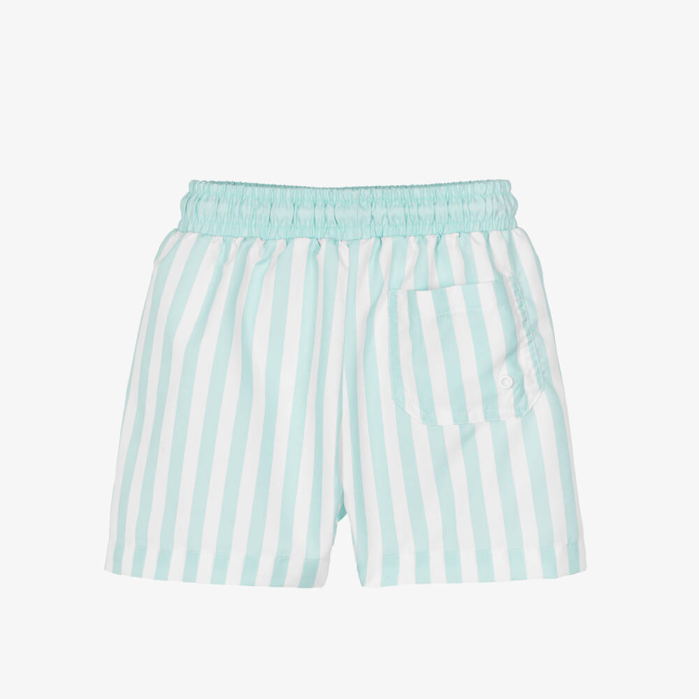 Meia Pata-Mint Green Striped Swim Shorts | Childrensalon Outlet