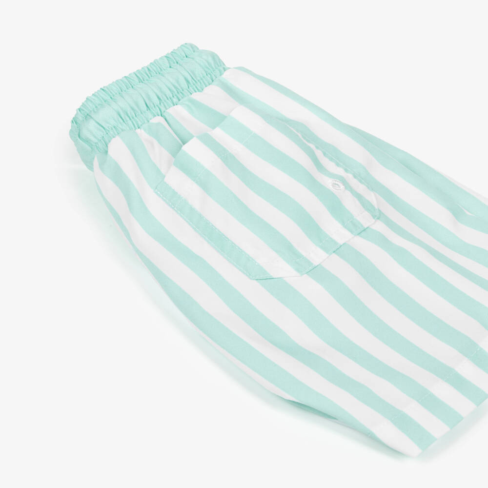 Meia Pata-Mint Green Striped Swim Shorts | Childrensalon Outlet
