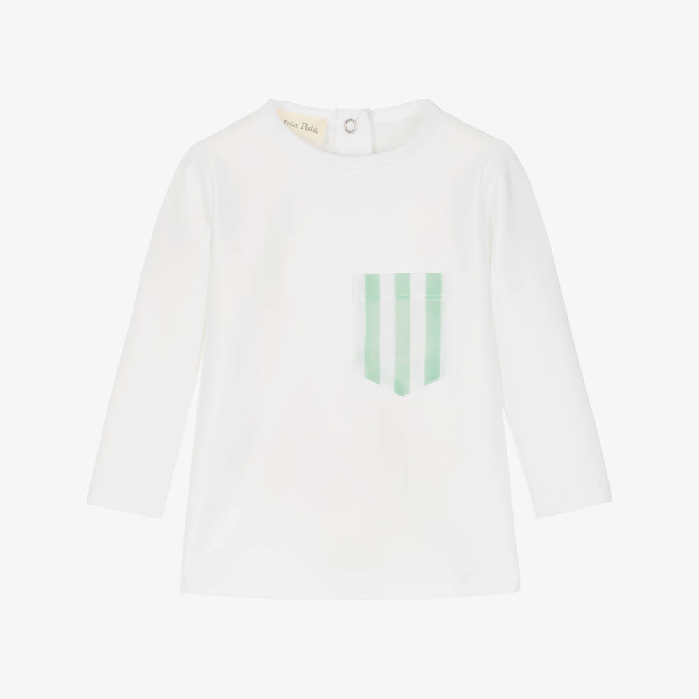 Meia Pata-Mint Green Striped Swim Top | Childrensalon Outlet