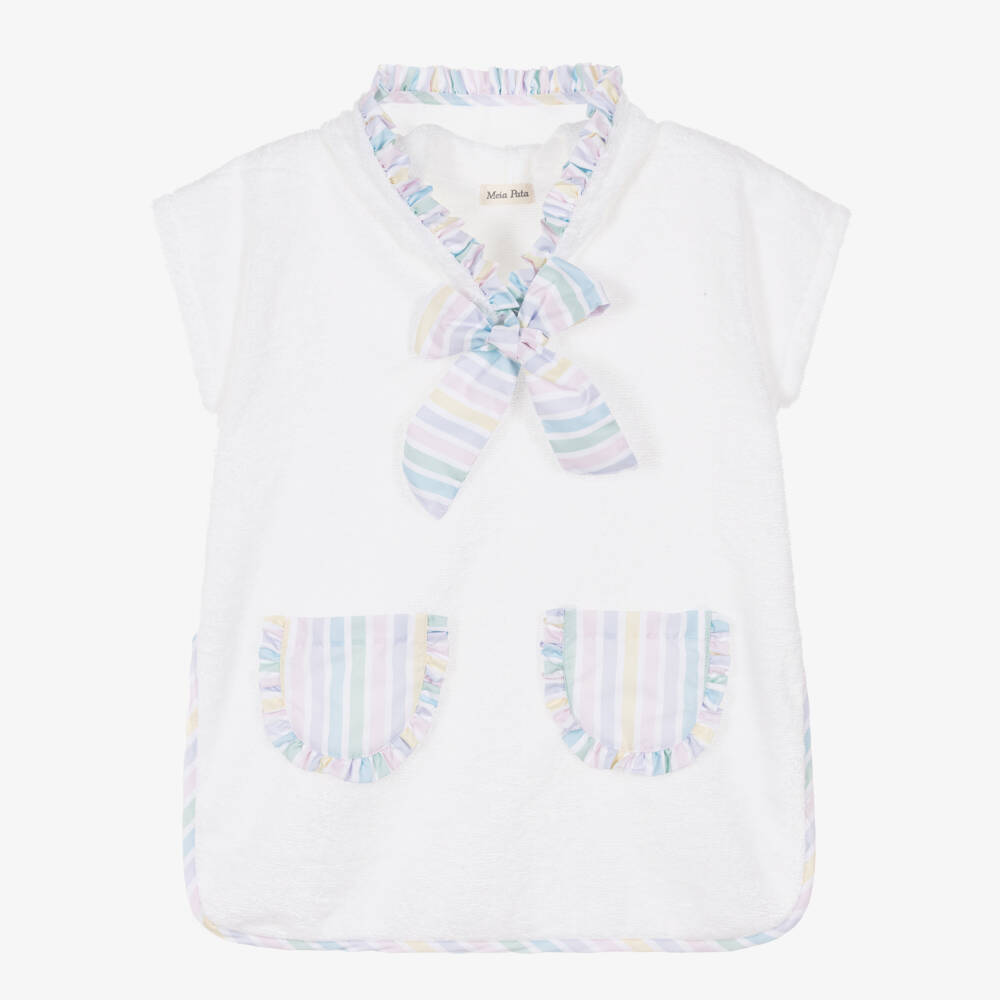 Meia Pata-Multicolour Stripe Ruffle Poncho Towel | Childrensalon Outlet