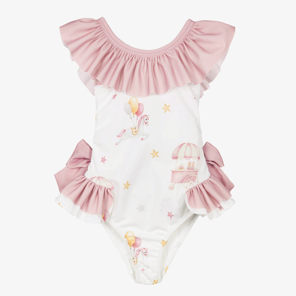 Meia Pata-Pink Carousel Aop Swimsuit | Childrensalon Outlet